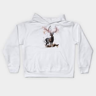 Graceful Nara Deer Amidst Sakura Blossoms Kids Hoodie